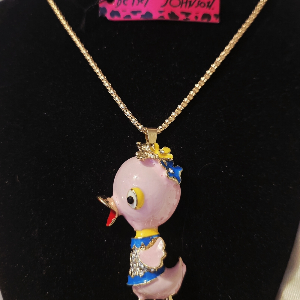 Betsey Johnson Pink Duck Pendant Necklace